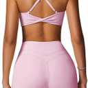 QBGJTD Womens Workout Sets Cross Back Sports Bras Matching High Waist Biker Shorts Yoga Jogger Outfits Work Out Clothes, (Small, Pink)