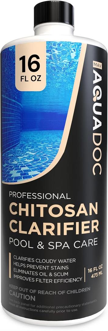 AquaDoc Chitosan Clarifier for Pools and Spas - 16 oz - Pool Clarifier for Inground and Above Ground Pools and Hot Tubs to Help Clear Cloudy Water and Support Filter Performance - Made in USA