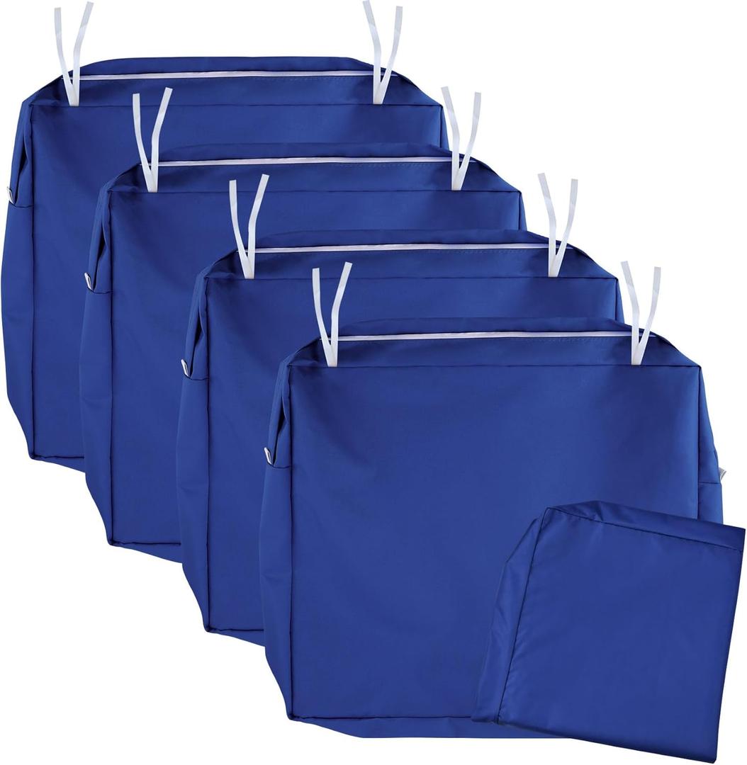 NettyPro Outdoor Cushion Covers 24 x 24 inch Waterproof Patio Furniture Chair Seat Cushion Covers with Zipper and Tie, Replacement Cover Only, Navy