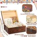 Gerrii Wildflower Wooden Keepsake Box Wedding Baby Shower Spring Flower Memory Storage Box with Buckle for Birthday Baby in Bloom Party(Wildflower Mix,Brown,11.02 x 8.86 x 4.92 Inches)