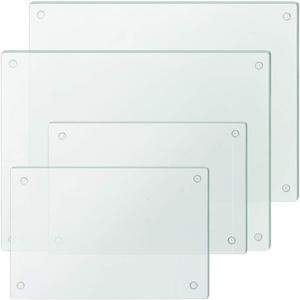 Murrey Home Glass Cutting Board Set for Kitchen Counter, Tempered Glass Chopping Boards Dishwasher Safe, Small Clear Countertop Tray, Set of 4