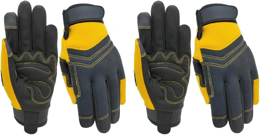 Thorn Proof&Puncture Resistant Gardening Gloves with Grip,Garden Glove for Women, Leather Yard Work Gifts (Medium, 2 Pairs Per Pack-yellow Work Gloves)