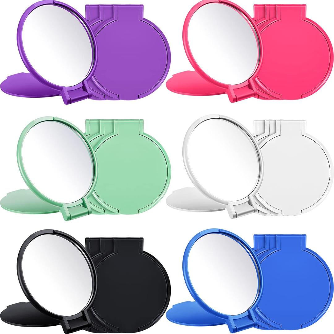Jetec 18 Pieces Compact Mirrors Bulk Gifts Mini Vintage Pocket Mirrors for Purse Small Portable Folding Round Makeup Stuffs for Travel Daily Use Party Favors Women (Classic Colors)