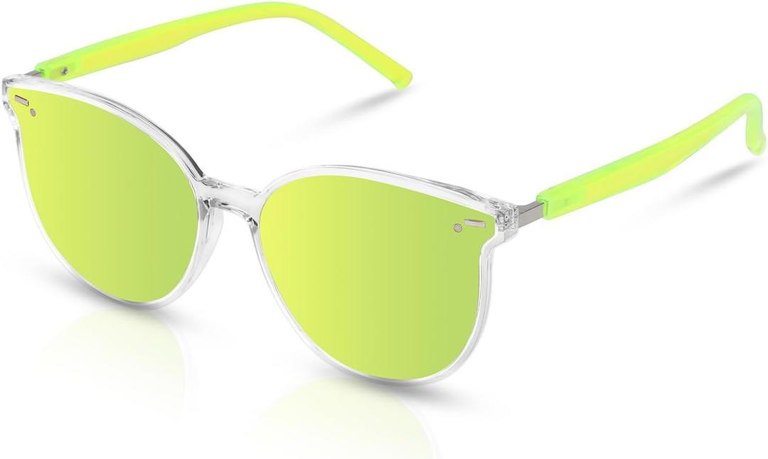 Retro Round Sunglasses for Women, Pink Sunglasses Womens with Classic Trendy Frame Sunnies Shades UV400 Blocking (Green)