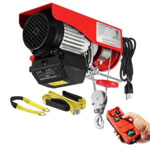 Partsam Electric Hoists 1320lbs Automatic Lift Cable Hoist with Wireless Remote Control 110V Overhead Crane Garage Ceiling Pulley Winch w Towing Strap Sling, Electric Wire Rope Hoist,38ft Lift Height
