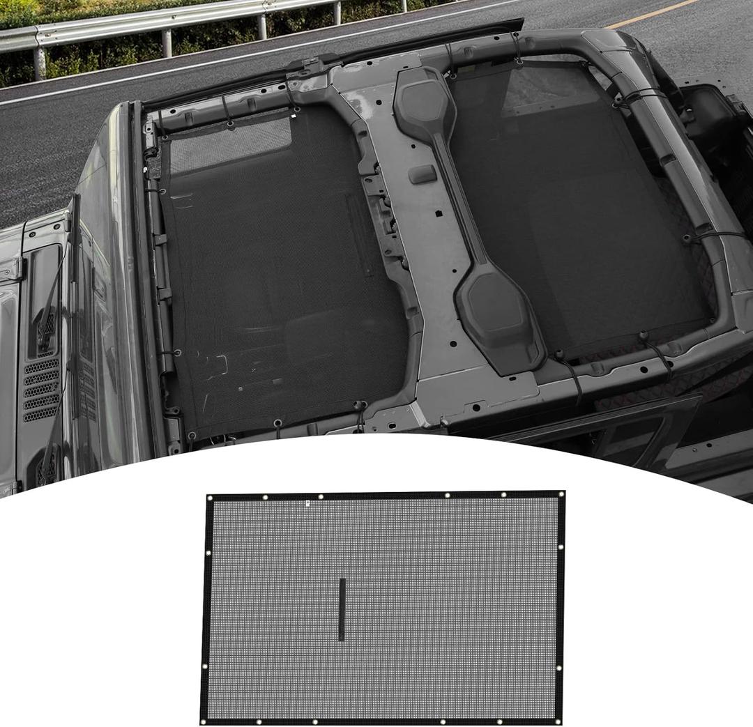 for Jeep JL Roof Sunshade, JLU Mesh Bikini Top Sun Shade Compatible with Jeep Wrangler JL JLU Gladiator JT 2018-2024 4Door Black Exterior Accessories