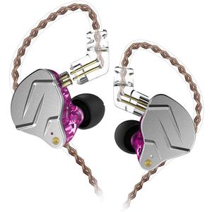 erjigo KZ ZSN Pro Dynamic Hybrid Dual Driver in Ear Earphones Detachable Tangle-Free Cable Musicians in-Ear Earbuds Headphones (Purple Without Mic)