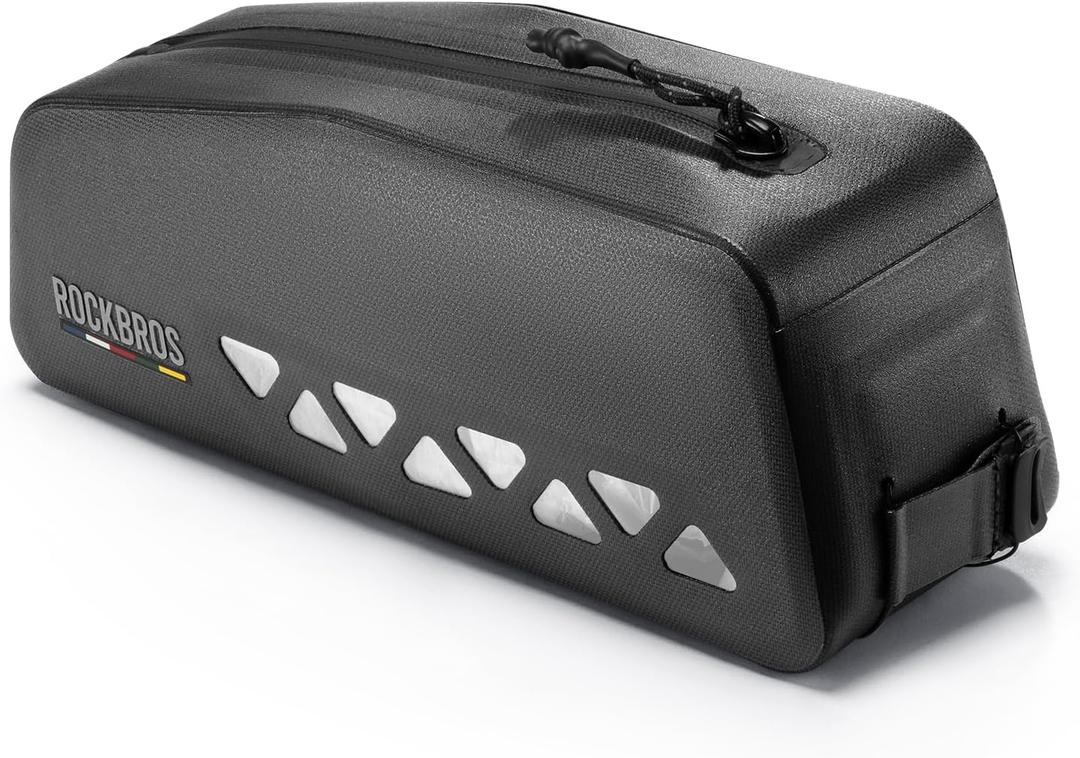 ROCKBROS Top Tube Bike Bag Waterproof Bike Frame Bag Lightweight Buckle Lock Design TPU Material Top Tube Bag Easy Install Cycling Top Tube Front Frame Pack 1L Capacity (Black)