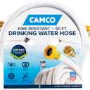 Camco TastePURE 50-Ft Water Hose - RV Drinking Water Hose Contains No Lead, No BPA & No Phthalate - Features Diamond-Hatch Reinforced PVC Design - 5/8 Inside Diameter, Made in the USA (22793)