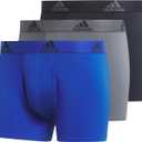 adidas mens Performance Stretch Cotton Trunk Underwear (3-pack) Designed for Active Comfort and All Day Wear. (Large, Team Royal Blue/Onix Grey/Legend Ink Blue)