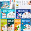 Magic Grooved Writing Practice, Tiny Thinkers Reusable Indented Handwriting Practice for Kids 3-5, Your Little Explorer Motor Magic Happy Writer System Children Set Age 6-8 for Preschool Kindergarten