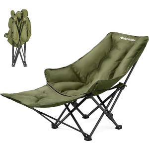 Naturehike Seastar Reclining Camping Chair, Padded Camp Chair with Detachable Footrest, Green