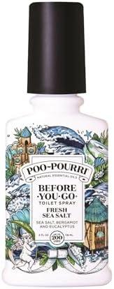 Poo-Pourri Before-You-Go Toilet Spray, Fresh Sea Salt, 4 Fl Oz, Up to 200 Uses, Bathroom Odor Deodorizer, Plant-Based with Essential Oils, for Home or Work, Sea Salt, Bergamot & Eucalyptus Scent Pack Of 3