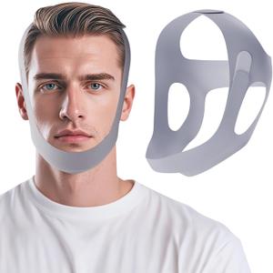 OHELEEP Anti Snore Chin Strap for CPAP Users, Snore Stopper Adjustable, Chin Strap for Sleeping Comfortable Stop Snoring Solution, Anti Snoring Devices Breathable and Reusable, Gray, M