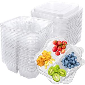 30 Pcs Bento Snack Containers,4 Compartment Meal Prep Lunch Containers with Lids,Food Storage Containers for Food Storage School Work Travel