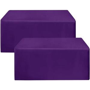 HolidayIdeas Fitted Purple Table Covers - 96 x 30 Inch - 2 Pack Rectangle Tablecloths for 8 Foot Tables, Polyester Fabric Tablecloth for Birthday Parties, Holiday Dinner, Trade Show