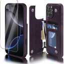 Pack of 2, Seltureone for iPhone 16 Pro Max Case Wallet with Card Holder & Screen Protector, Premium PU Leather, Dual Magnetic Clasp and Durable Shockproof for iPhone 16 Pro Max Wallet Case – Blue