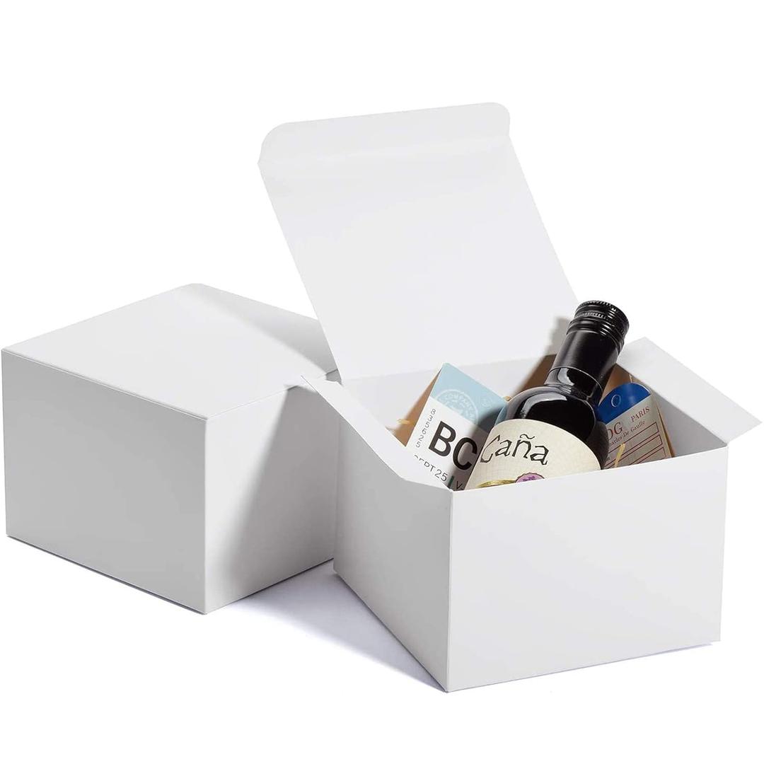 MESHA 100PC White Gift Boxes with Lids for Presents 6x6x4 Inch,Sturdy Bridesmaid Proposal Small Gift Box,Recyclable Paper Party Favor Gift Boxes Bulk for Wedding,Graduation,Birthday