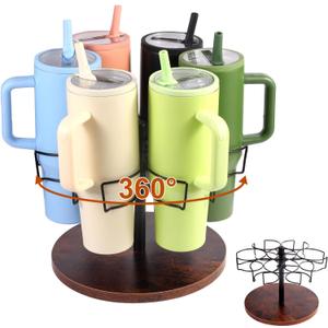 Water Bottle Organizer for Cabinet for Stanley 40 oz Rotatable Tumbler 0rganizer with 6 SlotsVertical Bottle Holder for Home Countertop for Stanley & Others' Large Tumbler Organization