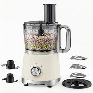 OLIXIS Food Processor 10.5 Cups, 600W Powerful Food processors with 5 Blades, Dishwasher Safe Meat Grinder for Slicing, Shredding, Chopping, Kneading, for Meat, Vegetables, Fruit, Dough