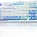 AULA F75 75% Wireless Mechanical Keyboard, Hot Swappable Creamy Keyboard, Pre-lubed Greywood Switches RGB Backlit Gaming Keyboards, 2.4GHz/Type-C/BT5.0(Salt White Blue)