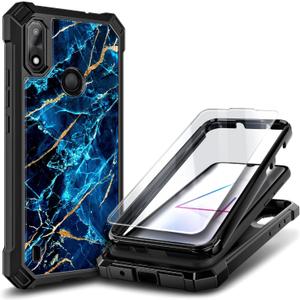 Compatible with Gabb Phone 4 Case with Tempered Glass Screen Protector, [16FT Military Grade Drop Tested] Full-Body Protective Shockproof Rugged Bumper Cover (Sapphire)