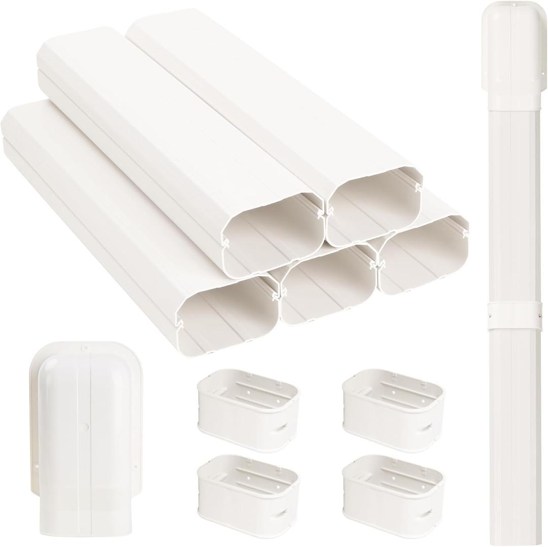 Mini Split Line Set Cover, 4 7.5 Ft PVC Line Set Cover Kits for Outside Ductless Mini Air Conditioners and Heat Pumps with Flexible Duct
