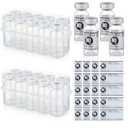 Threlaco 20 Pcs 10ml Sealed Sterile Empty Vials with Self Healing Injection Port Glass Penicillin Bottle with 20 Label Stickers (Aluminum)