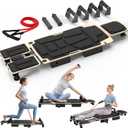 Pilates Board Reformer for Home Workout, 5-in-1 Pilates Equipment with Dual & Split Foot Pads, Smooth Sliding Rail System, Adjustable Headrest for Heights 3'7"–6'3", Core & Full-Body Training