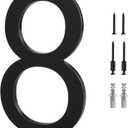 10 Inch Black House Numbers 8 - Easy Installation With Screw Set, Includes Hardware for Flush or Floating Mount, Frosted Matte Black Acrylic Address House Numbers for Door, Exterior, Porch