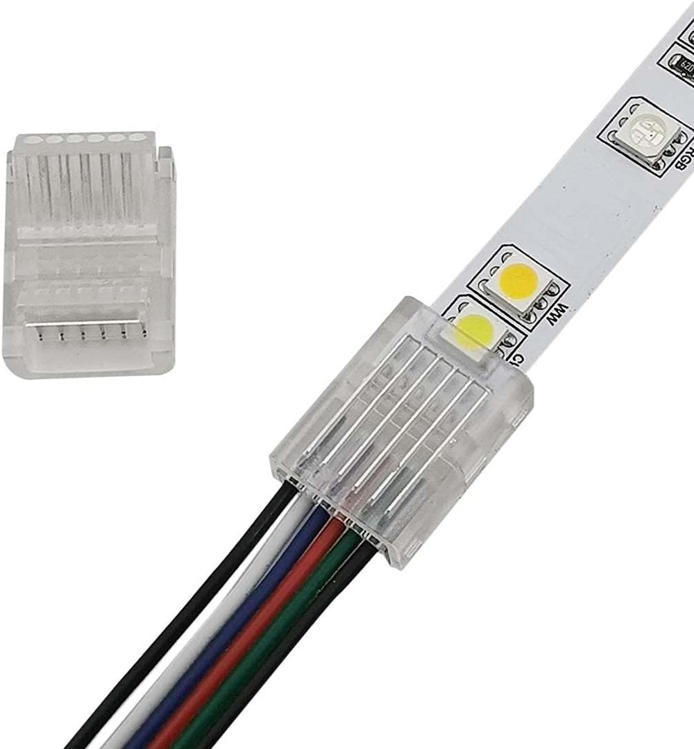 6 Pin 12mm LED Strip to Wire Connector RGB CCT Unwired Clips Solderless Adapter Terminal Extension Connection for Multicolor Light Strips 12V 24V (Pack of 10)
