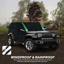 Cab Cover Compatible with Jeep Wrangler Waterproof 4 Door Custom Fits for TJ YJ CJ JK JL, Outdoor Half Exterior Soft Cotton Lining Dust Sun Rain Snow Hail Protection with Trunk Zipper
