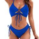 Blooming Jelly Womens Bikini Sets Two Piece Swimsuit 2025 Curvy Cutout String Bathing Suit (Medium, Blue)
