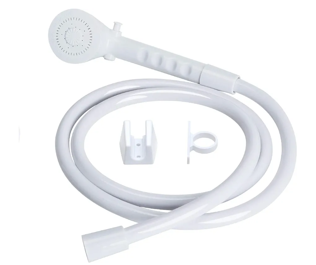RV Shower Head with Hose - Non-Metallic Outdoor RV Shower Kits Replacement with Pause Function for RVs, Fifth Wheels, Motor Homes, Travel Trailers, Campers, Boats, White