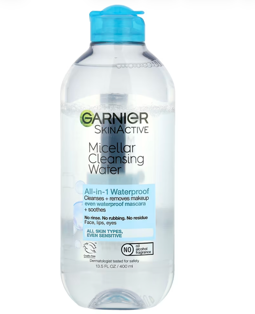Garnier Micellar Water for Waterproof Makeup, Hydrating Facial Cleanser & Makeup Remover, Suitable for Sensitive Skin, Vegan, Cruelty Free, 13.5 Fl Oz (400mL)