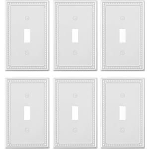 2 x 6-Pack Single Toggle Light Switch Cover Plate, Pearls Decorative Switch Plate Covers, Pure White 1 Gang Metal Wall Plate, Corrosion Resistant