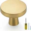 Ravinte 15 Pack Solid Knobs Kitchen Cabinet Round Pulls Dresser Handles Gold Cupboard Hardware Brushed Brass Door Drawer Knobs