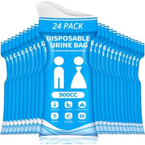 Disposable Urine Bag for Travel - 900ML Portable Pee Bags for Women Men 8/12/20/24/28 PCS Emergency Vomit Bags Urinal Toilet for Car Camping, Road Trip,Traffic Jam, Pregnant, Kid, Patient (Blue)