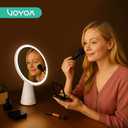 VOYOR Makeup Mirror Rechargeable Travel Vanity Mirror with Lights Removable Desk Mirror Adjustable Angle Light up Makeup Mirror 3 Levels of Adjustable Brightness Led Mirror Makeup CM110