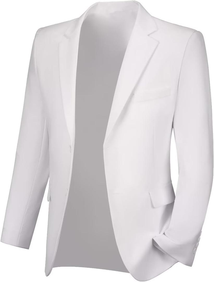 Mens Suit Jacket Tuxedo Jackets Suits Blazer Jacket for Men Dinner Suit Blazer Prom Wedding Dress Coat (White, XXXL)