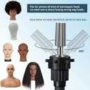 Klvied Wig Stand Tripod Upgraded, Mannequin Head Stand Double Locking, Reinforced Metal Wig Head Stand with Tool Tray, Black (53.5 Inches)