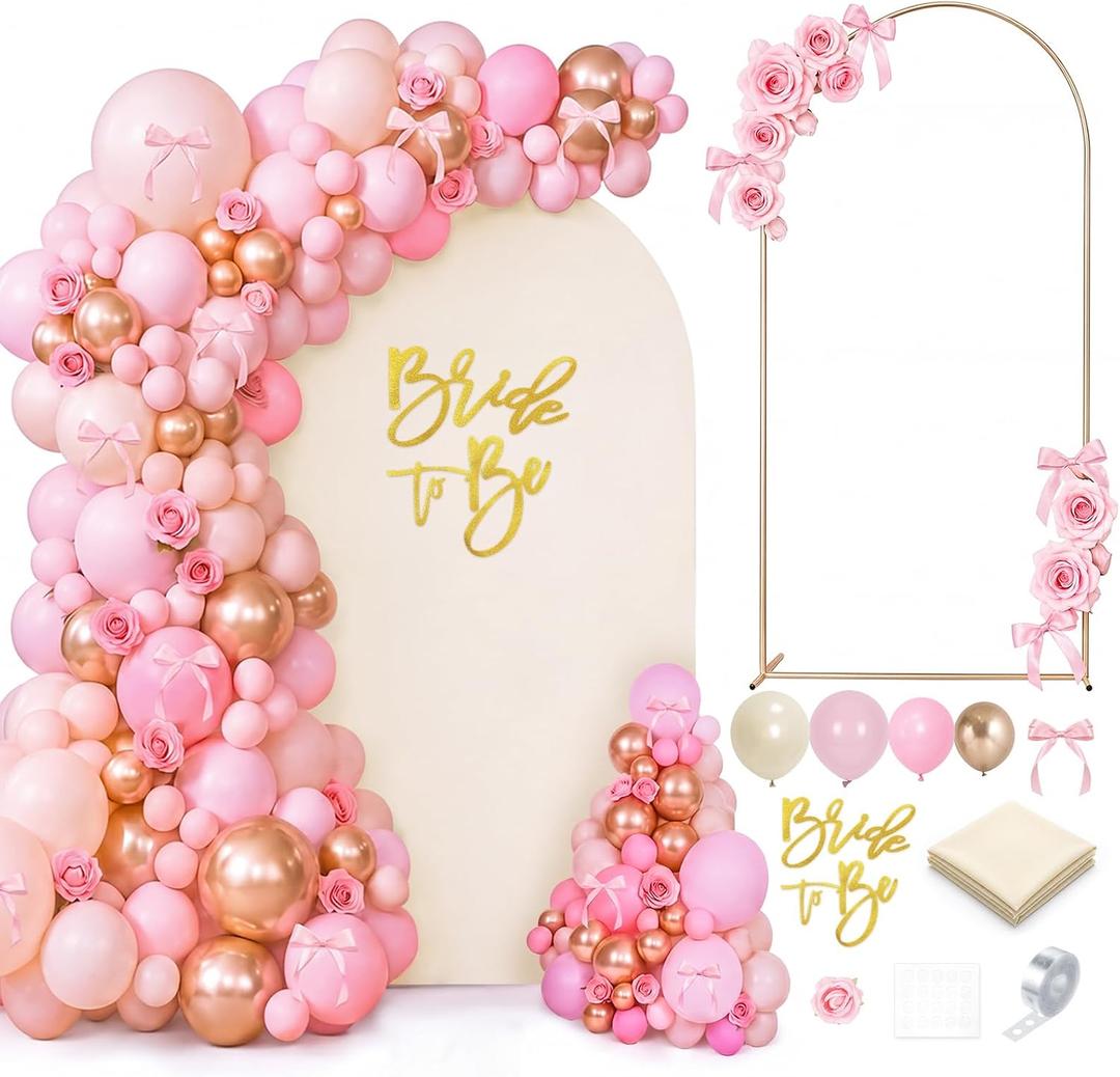 Capoda Wedding Arch Backdrop Stand and Cover 100 Balloon Set 6.6Ft, 3.3 x 6.6 ft