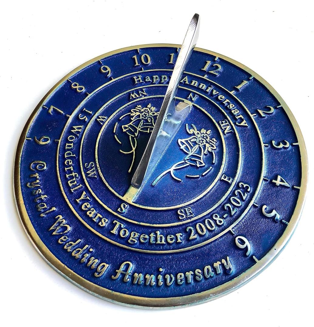 NauticalMart 15th Crystal Wedding Anniversary Sundial Gift for Parents, Grandparents, Friends, Husband or Wife, Couples, Him & Her Unique Marriage Present 2023 (15th Anniversary) NauticalMart 15th Crystal Wedding Anniversary Sundial Gift for Parents, Grandparents, Friends, Husband or Wife, Couples, Him & Her Unique Marriage Present 2023 (15th Anniversary)