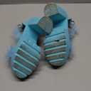 YSMIIH Women'S Faux Fur Chunky Heel Sandals Platform Open Toe Fuzzy Ankle Strap Sexy Colorful Wedding Dress Heels (6.5, Blue)