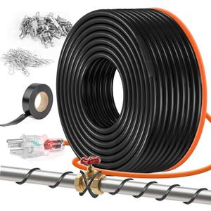 135FT（3FT-200FT） Pipe Heating Cable for Pipe Freeze Protection, Heat Cable for Water Pipes(Metal and Plastic), Pipe Heat Tape Keeps Water Flowing at -40°F 5w/ ft, 120V Plumbing fixture