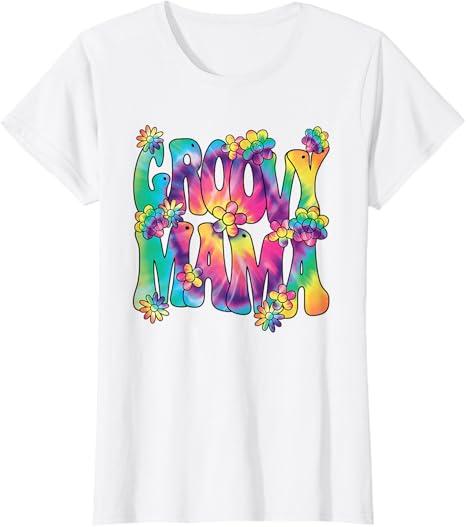 Groovy Mama Mom Hippie 60s 70s Retro Party Outfit Women T-Shirt,XS