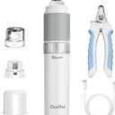 Dog Nail Grinder and Clippers Quiet with 10h Working Time Professional Pet Nail Trimmer Stepless Speed Regulation Pet Nail Grinder Electric Nail File for Large Medium Small Dogs and Cats (White)