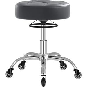 Rolling Stool Heavy Duty 400lb: Super Soft Seat Cushion,360 Swive, Height Adjustability, No Squeaky Noises, No Tip Over, New Upgraded stool Salon Stool Chair, Tattoo Facial Massage Spa Medical (Grey1)