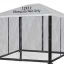 12x12 Mosquito Netting for Gazebo Canopy, Universal Replacement Mosquito Netting 4-Door Zipper Black 4-Panel Sidewall Curtain (Net Only)