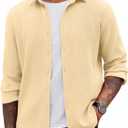 COOFANDY Men's Overshirt Shacket Jacket Men's Textured Button Down Long Sleeve Shirts Fashion Jacket (Medium, Light Khaki)